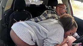 yo this german half african brown skin teen lia amalia with tiny tits got picked up for bareback pounding by old dude in car rough doggy deepthroat sloppy finish