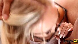 Sensual Blonde Babe Stuck in Kitchen Fucked Hardcore with Glasses On