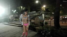mexican girl strolls publicly flashing thong outdoors