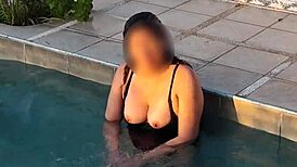 Beautiful Stepmom Flashes Tits at Pool - Craving Huge Cock Now!