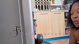 Hot Milf Camgirl Rams 14-Inch Dildo on Kitchen Fridge Full Video