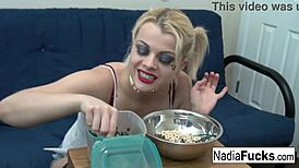 Hot Nadia Gulps Cereal Overflowing with Tiny Sexy Soldiers!