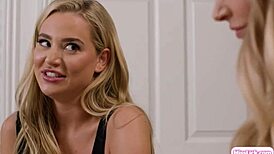 BIG TITS blonde office lesbians kiss finger hairy pussies wildly!