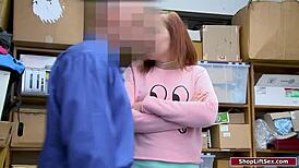 that redhead shoplifter uh i mean slut gets her shaved pussy dominated by officer