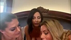 Three pornstars with fake tits dive into wild wham-bam orgy fuckfest