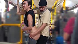 Damn! Slutty student cums hard on public bus ride!