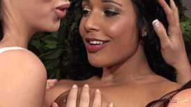 Aroused Maidens Lick Nipples Then Fuck Witch with Toys in Threesome