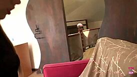 slender goth blonde bounces on bbc in heels reverse cowgirl style