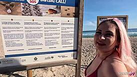 Stranger bends Maria Gail over for risky beach anal as amateur German slut begs for public creampie