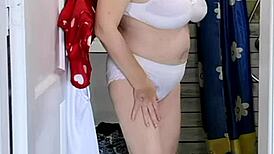 A Sneaky Day Peeping Granny Maria's Lingerie Toilet Fun Ends in Joi