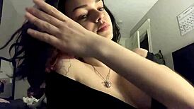 Hot girl reveals her sexy big tits up close