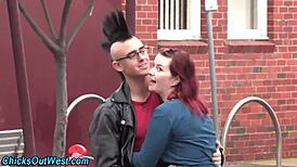 Real emo couple's hairy plump girl sucks in stockings 69 reality action
