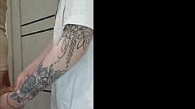 Stepmom's friend grips and strokes cock at house party