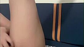 dancing teen strokes shaved pussy with eager fingers