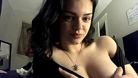 Hot girl reveals her sexy big tits up close