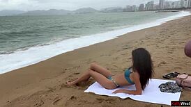 Hottie flashes public dick then begs cum all over her perfect tits