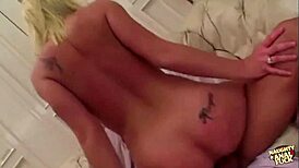 adorable tattooed blonde craves double anal penetration threesome ride
