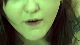 Cum leaks from pussy as she strap-on fucks him after chastity belt blowjob!