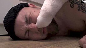 Pigtails mask mistress's strapon pounding chubby guy's humiliating climax