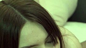 Cum leaks from pussy as she strap-on fucks him after chastity belt blowjob!