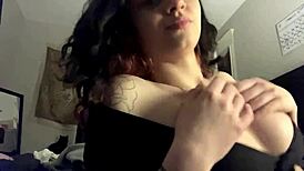 Hot girl reveals her sexy big tits up close