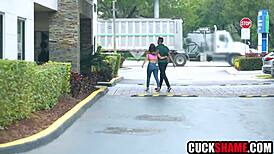 cuck husband spies on wife cheating with lover in steamy encounter