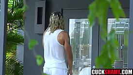 Cuckold husband spies on wife taking massive black cock deep in every position.