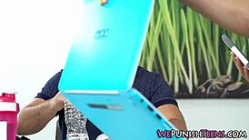 damn fetish teen bound and rough handjobbed till mouth cum explosion