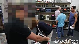 beautiful babe sucks cock orgasms rough in shop sex competition game