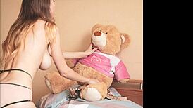 mila azul poses nude with teddy bear in erotic tease
