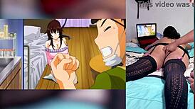 reacting to hot hentai blowjobs with cum in throat and big tits... love how stepbro shows off my big ass