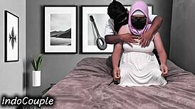 whoa this hijab wife rides hubby wild creampie dripping from her swollen pussy 😍🔥