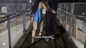 paolla hotwife fucks nonstop on br 153 runway 😈 drivers cheer wild street sex