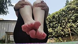 nicolettas yoga in the garden webcam captures dirty feet outdoors