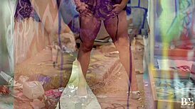 Curvy bbw redhead masturbates big natural tits outdoors publicly!