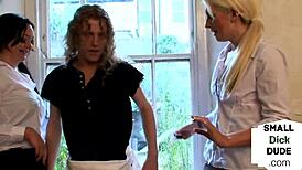 Femdom CFNM Sluts Jerk Cocks In Dirty 3Some Handjob