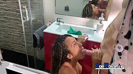 pornovatas young Dominican Latina rides Victor Bloom's fat cock in shower 🌊💦