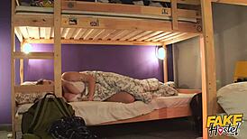 fake hostel... thick brunette with big tits squirts on best friend's face omg!!