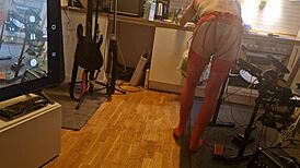 kit willer spreads ripped stockings ass for honey's monster cock anal cum in kitchen