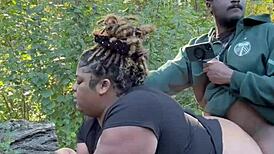 Dog walker catches young milf fucking hard in public park then flees cops part 2