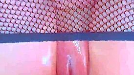 Puffy Pink Pussy in Fishnets Takes BBC Hardcore Pounding!
