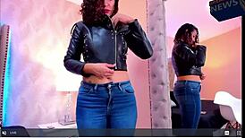 Women Flaunt Curves in Sleek Leather Jackets Close-Up