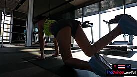 thai milf gym workout hides massive cock surprise