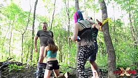 oh man these vandal vixens squirt cum swallowing in wild public woods orgy part 1
