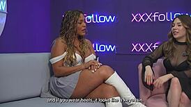 hey latina milf carla morelli goes hard with maxx betancur while interviewer dani ortiz watches wild