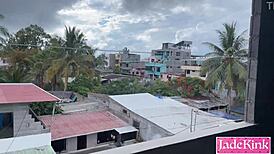 my hot latina wife and i flash fuck outdoors kinky public creampie domination