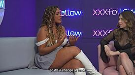 hey latina milf carla morelli goes hard with maxx betancur while interviewer dani ortiz watches wild