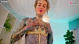 tattooed babe's ass stretched by hardcore deep anal pounding