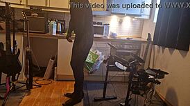 kit willer spreads ripped stockings ass for honey's monster cock anal cum in kitchen