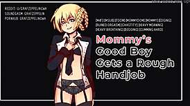 mommy grips good boy's cock for rough moaning handjob